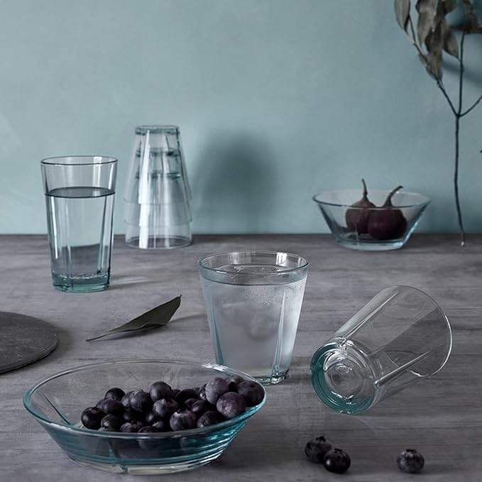 Rosendahl Grand Cru Recycled Glass Tumblers (Set of 4) - 8.8 Fl. Oz. - Lead-Free, Dishwasher Safe, Elegant Clear Glass Drinkware for Water, Juice, Coffee, and Wine - Modern, Durable (Green)