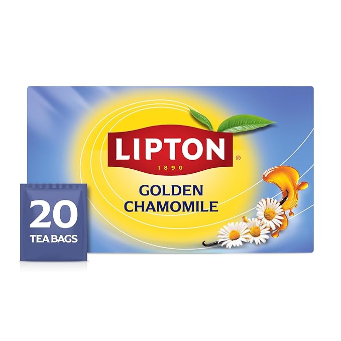 Lipton Golden Chamomile with Honey and Vanilla Tea Bags, caffeine free Tea, Herbal Tea, Individually Wrapped, 20 Tea Bags