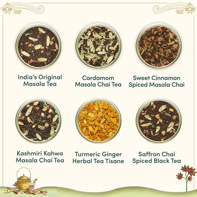 VAHDAM, Chai Tea Gift Set (12 varieties, 60+ servings) Chai Loose Leaf Tea in Tin Caddy Gift Box | Exotic Chai Tea Blends | Gluten Free, Non GMO | Christmas Gifts