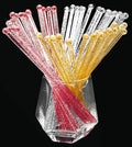 100-PCS Gold Silver Red Glitter Plastic Swizzle Sticks, Crystal Cake Pops, Cocktail Coffee Drink Stirrers, Stir Sticks for Christmas Party, 7.24 Inch