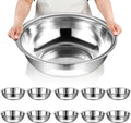 10 Pcs Stainless Steel Mixing Bowls Metal Mixing Bowls Extra Large Basin Salad Bowl with Deeper Edge, Dishwasher Safe, Mirror Finish for Home and Commercial, Silver (16 Inch 13 Qt)