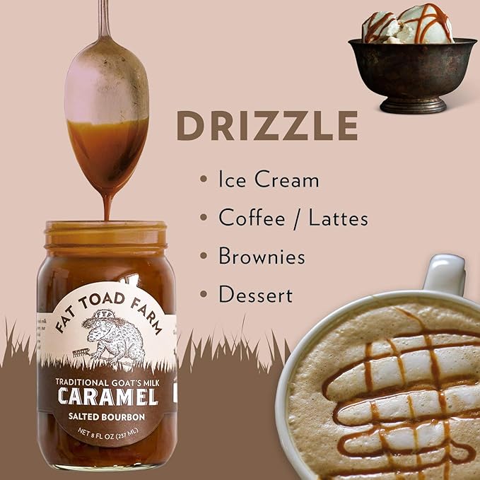 Fat Toad Farm Traditional Goat’s Milk Caramel Sauce, Salted Bourbon, 8fl oz Jar, 2-Pack, Cajeta, Gluten Free…