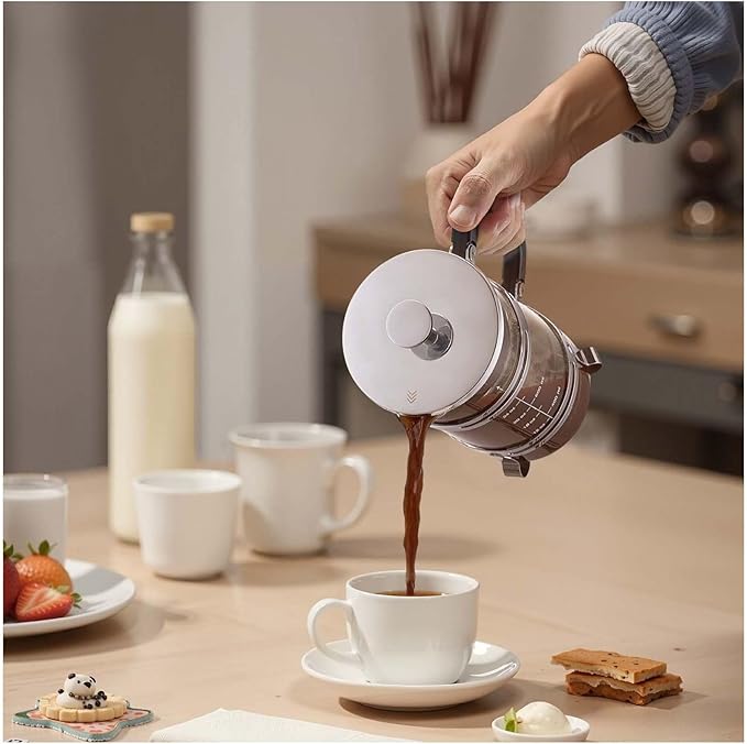 French Press Coffee Maker, 34oz Borosilicate Glass, Stainless Steel Filter