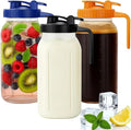 64oz Mason Jar Pitcher - Airtight & Leakproof Glass Pitchers with Handle and Lid, Perfect for Breastmilk, Cold Brew and Sun Tea for Outside,2 Quart Mason Jar with Pour Spout Lid,1/2 Gallon Water Jug