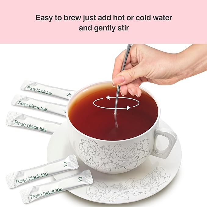 Taiping HK Rose Tea Classic-100% Tea Leaves 10 Single Serve Stick Packs Instant Tea Unsweetened No Additives On-the-Go for Travel, Work, Outdoors , Helps Support Digestive Health Hot or Iced Teas (10Count)