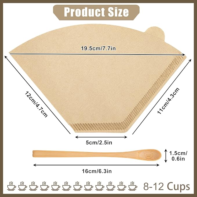 250 Count #4 Coffee Filter 8-12 cup, Disposable Cone Coffee Filters For Pour Over and Drip Coffee Maker