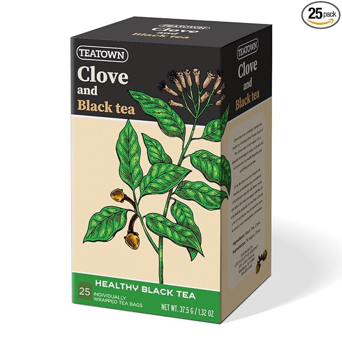 Life Plus Style Gourmet Tea Town Clove and Black Tea 25 Individually Wrapped Tea Bags Aromatic Herbal Organic Black Tea with Clove for a Warm Rich Flavor and Everyday Wellness