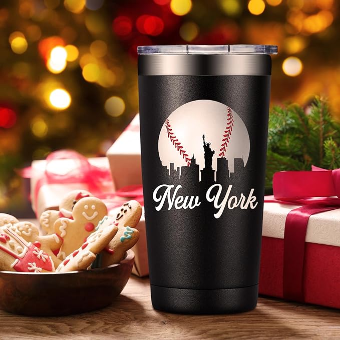 BIRGILT Legends New York Baseball City Skyline Gifts - Baseball Gifts for Men, Christmas, Father's Day, Birthday Gifts for Fans - Tumbler Cup 20oz