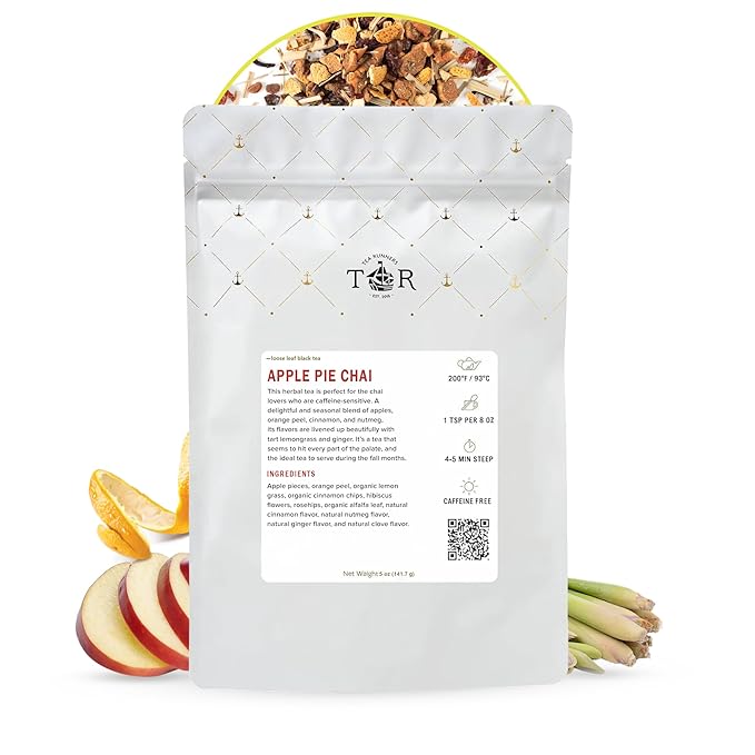 Tea Runners Organically Sourced Apple Pie Chai – Caffeine-Free Loose Leaf Herbal Tea | Cozy Fall Spice Blend with Apple, Cinnamon & Lemongrass | Warming, Naturally Sweet Tea - 5 oz