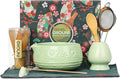 Matcha Whisk Set, Ceramic Bowl with Spout, Bamboo Matcha Whisk & Spoon, Chasen Holder, Scoop Rest, Sifter, 8-Pcs Japanese Ceremony Matcha Powder Kit–Christmas Gift for Women-Mint