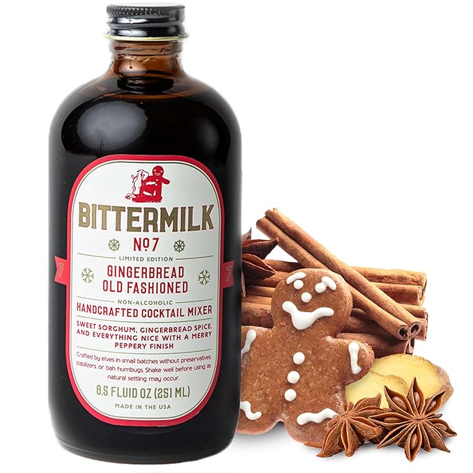 Bittermilk No.7 Gingerbread Old Fashioned Mix, All Natural Non Alcoholic Handcrafted Cocktail Mixer, More Complex than Bitters & Simple Syrup, 8.5oz