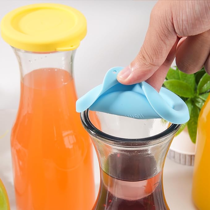 Silicone Carafe Lids Only Fit Glass Carafe with a diameter of 3.2", 4 Packs Replacement Lid Compatible with NETANY 1 Liter 35oz Glass-Carafe, Please Check the Size Before you Buy (Only lid)