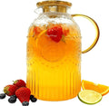 Amzcku Glass Pitcher with Lid, 1 Gallon/128 oz Vintage Water Pitcher,Water Carafe for Cold Brew, Coffee, Lemonade, Iced Tea,Beverage, Heat Resistant Water Glass Jug 1Pack