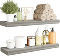 BAMEOS Floating Shelf,Wall Shelf,Decor Wall Mounted Shelves,Hanging Shelf Set L24xW6 for Bathroom Kitchen Living,Kitchen,Room Bedroom Storage,Walnut