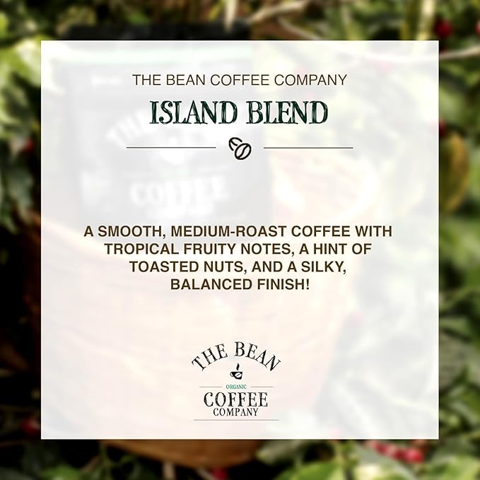 The Bean Organic Coffee Company Island Blend, Medium Roast, Ground Coffee, 5-Pound Bag, Café molido tostado orgánico