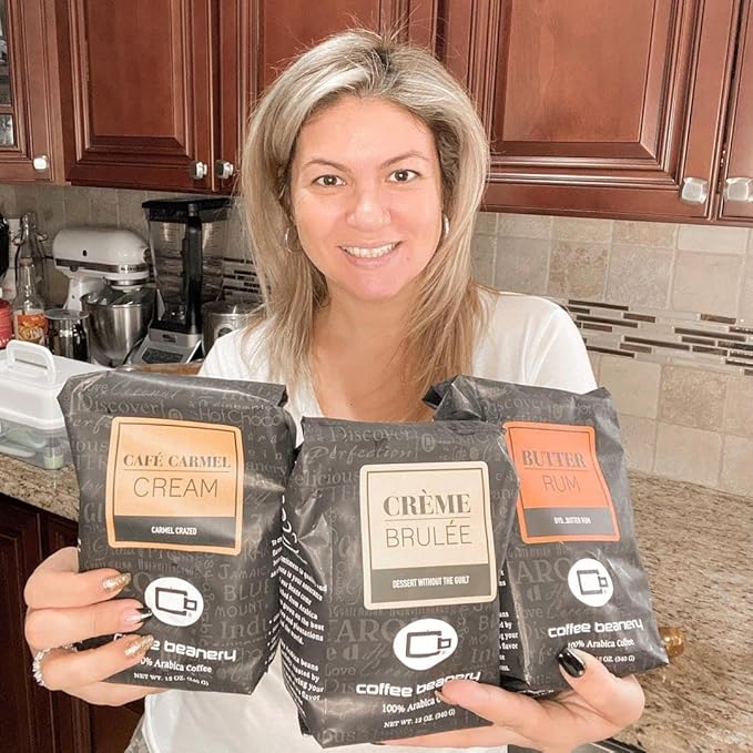 Coffee Beanery Crème Brulee Flavored Coffee, 1-1.75oz Try Me Size Coffee Sampler, Light-Medium Roast