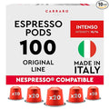 CARRARO 1927 Intenso - 100 Aluminum Espresso Pods Compatible with Nespresso Original line - Intensity 10/14, Dark Roast Espresso Capsules Made in Italy
