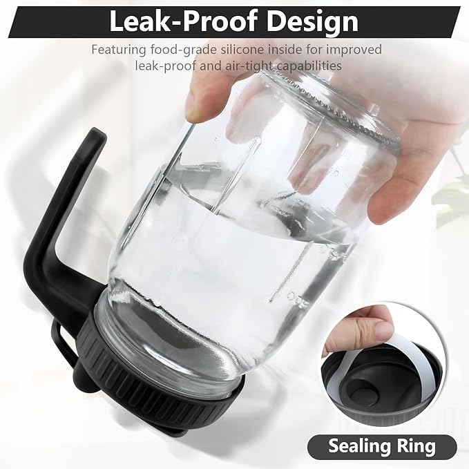 Glass Pitcher with Lid, 32 oz Glass Mason Jar Pitcher with Lid, Heavy Duty Wide Mouth Jar with Lid,Heavy Duty Container for Sun Tea, Juice, Cold Brew Coffee, Breastmilk Storage (Black)