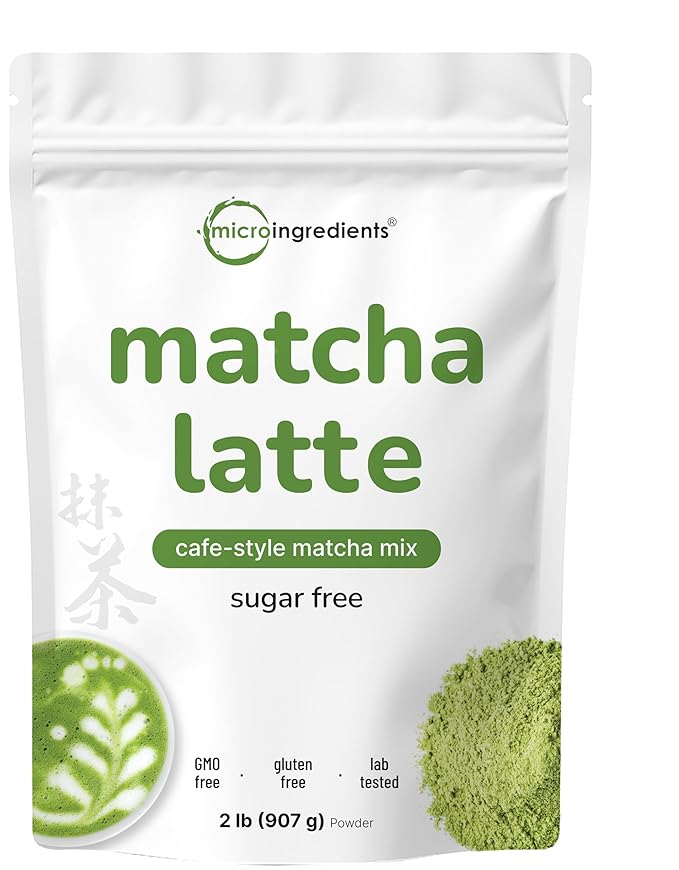 Matcha Latte Powder, 2lbs | Sugar Free Café Style Drink Mix | Sweetened Instant Matcha for Tea, Smoothies, & Iced or Hot Drinks | Natural Caffeine | Non-GMO, Dairy Free
