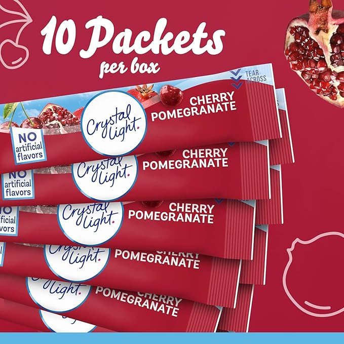 Crystal Light Natural Cherry Pomegranate, 10-Count Boxes (Pack of 4)