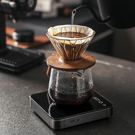 Portable Coffee Scale,Digital Touch Espresso Scale with with Timer,2kg/0.1g High Precision,Rechargeable 1800mAh Battery Tempered Glass Mirror