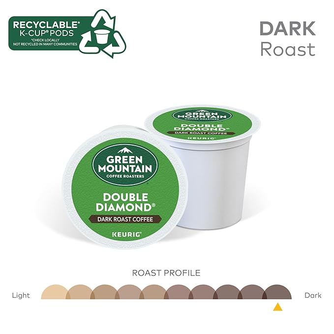 Green Mountain Coffee Roasters Double Diamond Keurig Single-Serve K-Cup pods, Dark Roast Coffee, 60 Count (6 Packs of 10)