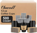 500 Pack 12 oz Coffee Cups with Lids, Disposable To Go Paper Coffee Cups with Sleeves and Stirring Sticks for Hot/Cold Drinks Office Home Shop Event (Black)