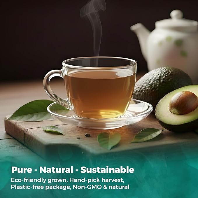 USA Fresh Avocado Leaf Tea – 100% Pure Wild-Harvested Herbal Loose-Leaf Tea, Caffeine-Free, No Additives, Natural Aroma, Grown and Packed in the USA (40 Leaves)