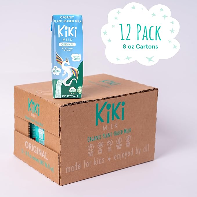 Original Kiki Milk, Organic, Plant Based, Gum Free, GMO Free, Dairy Free, Soy Free, Gluten Free, Glyphosate Free (8 oz • Pack of 12)