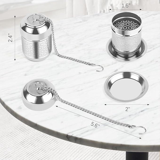 Tea Infuser for Loose Leaf Tea, Extra Fine Mesh Tea Strainers, 304 Stainless Steel & Updated Slim Threaded Lid, Loose Leaf Tea Steeper for Brew Tea, Spices, Rooibos