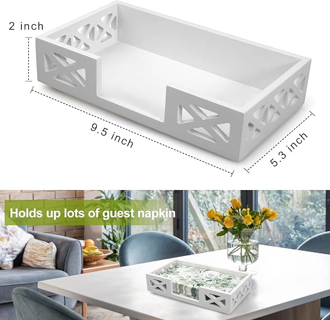 Rustic Wooden Guest Towels Holder Flat Bathroom Napkin Holder Caddy Hand Towel Tray Cocktail Napkins Tray for Table Countertop Towel Holder Baskets Modern Paper Bathroom Accessories