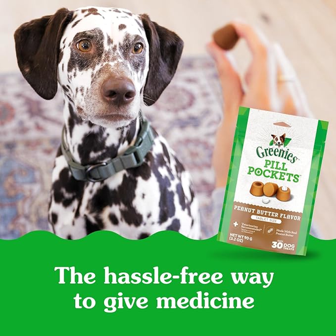 Greenies Pill Pockets for Dogs Large Size, Soft Dog Treats, with Real Peanut Butter, 15.8 oz. Pouch (60 Treats)