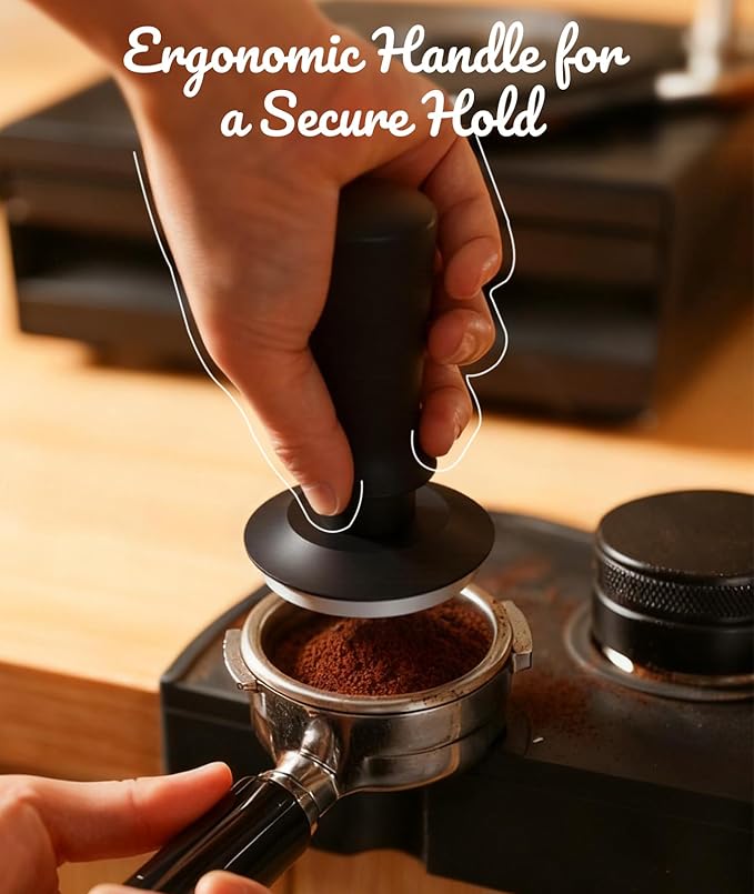 58MM Espresso Tamper - Professional Coffee Press with Non-Slip Base, Calibrated Pressure, Ergonomic Handle for Barista & Home Brewing (Black)