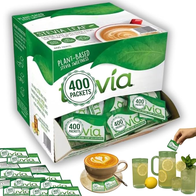 Truvias Natural Stevia Sweetener Packets – 400 Count – Zero Calorie Sugar Substitute, Plant-Based Sweetener, Keto Friendly, Original Flavor, Ideal for Coffee, Tea & Baking