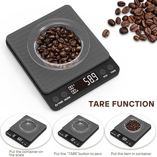 WEIGHTMAN Precision Coffee Scales with Dripper - Yellow LCD Screen, High Accuracy 2kg/0.1g