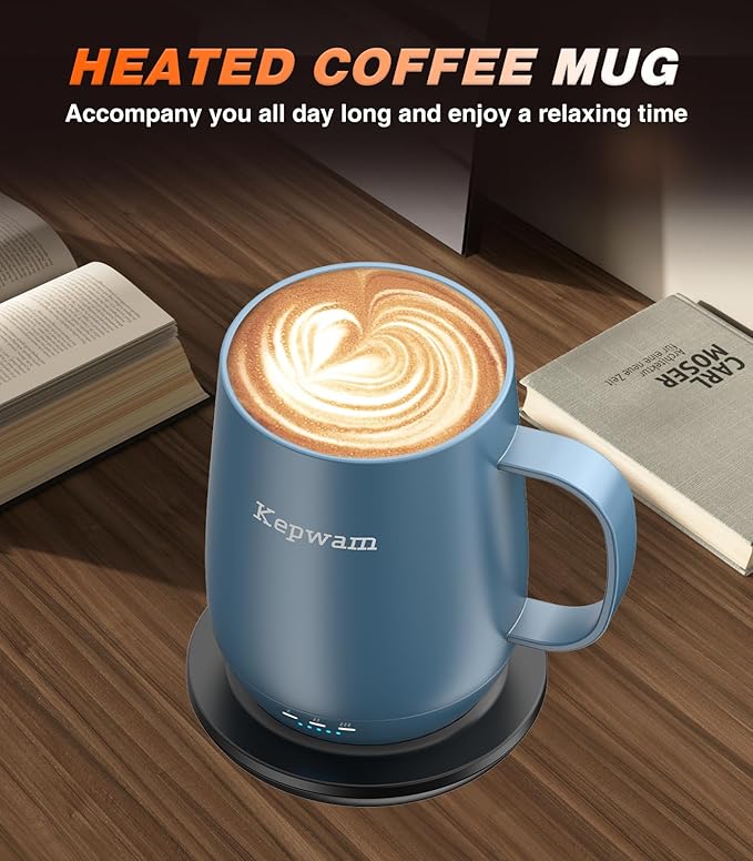 Self Heating Coffee Mug T2, 16oz Smart Heated Coffee Mug, 150 Min Battery Life - Hot up to 149℉ Temperature Control Coffee Mug Warmer, Gifts for Dad Mom (No APP)