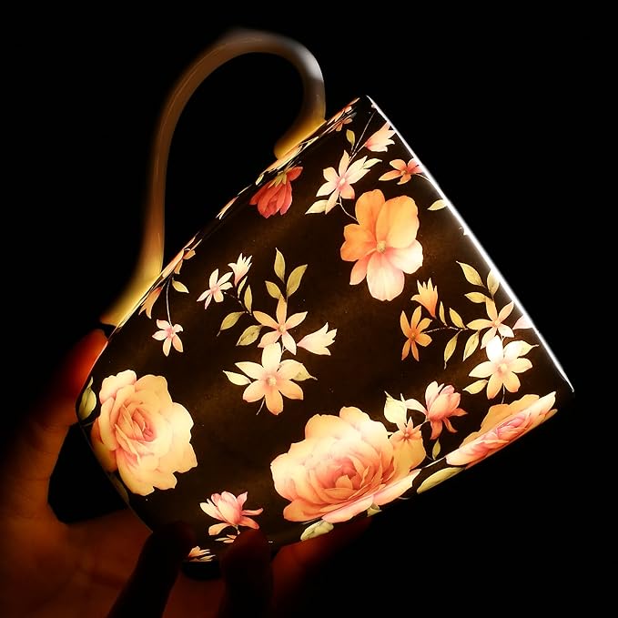 14oz Bone China Coffee Mugs for Women Floral Coffee Mug Tea Cups Novetly Coffee Cups Gift for Women Mom Friends