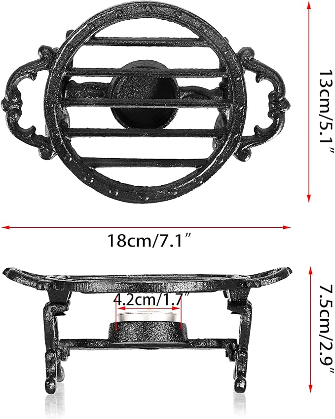 Sumnacon Round Tea Warmer Cast Iron Tea Pot Warmer with Tealight Candle Holder Sturdy Functional Teapot Warmer Stand for Office Party or Desk RetroTea Pot Heater for Heating Milk,Tea,Coffee,Food