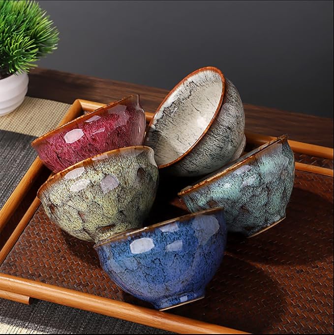Ceramic Chinese Kung Fu Tea Set, Japanese Style Tea Cup, Yerba Mate Tea Set, 5pcs Ceramic Mate Cup Set, Tea Cup