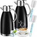 Tioncy 2 Pcs Thermal Coffee 78oz Insulated Carafe Hot Water Dispenser Stainless Steel Carafe for Hot Liquid Coffee Tea Milk with 2 Brushes Keep 12 Hours Hot 24 Hours Cold(Black)