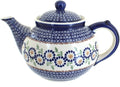 Blue Rose Polish Pottery - Yellow Peach Blossom Teapot - 5 Cup Capacity - Hand-Painted Polish Pottery Ceramic Coffee & Tea Server
