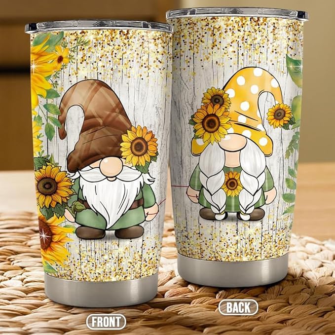 Gnome Couple Tumbler 20oz Stainless Steel Insulated Coffee Travel Mug Cup Gift for Wife Husband Boyfriend Girlfriend Gifts for Birthday Valentines Anniversary Christmas