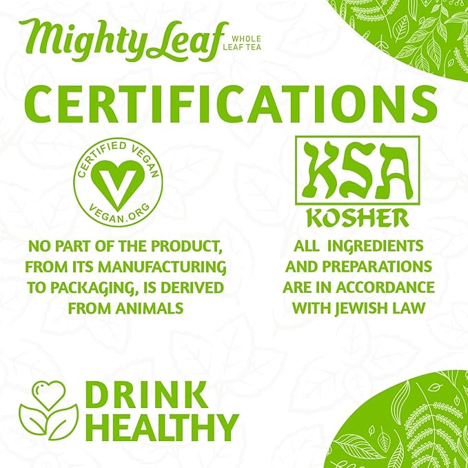 Mighty Leaf White Orchard White Tea – 100 Count Foil-Wrapped Silken Tea Pouches – Delicate Whole Leaf Blend with Tropical Fruit & Melon – Premium White Tea for Hot or Iced Brewing