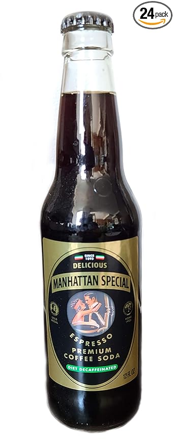 Manhattan Special - Diet Decaffeinated - Espresso Premium Coffee Soda - 12 oz (24 Glass Bottles)