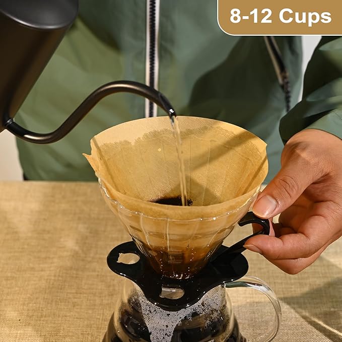 200 Count Cone Coffee Filters #4, 8-12 Cup, Coffee Filters 4 Cone Paper Unbleached Natural, Disposable Paper Coffee Filter for Ninja Maker, Pour Over Coffee Dripper and Drip Coffee Maker