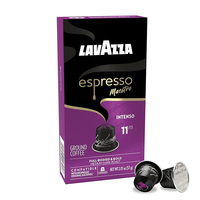 Lavazza Espresso Maestro Intenso Aluminum Capsules Compatible with Nespresso* Original Machines, Medium-Dark Espresso Roast, Arabica and Robusta (60 Capsules) (Pack of 2)