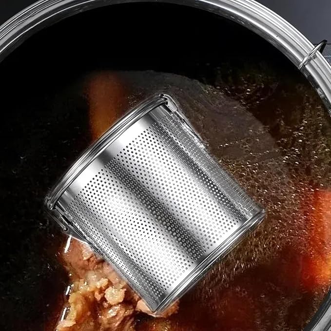 Stainless Steel Tea Ball Strainer Tea Infuser Soup Seasonings Seperation Basket Spice Filter Seasoning Strainer Mesh Filter Extra Fine with Chain Hook-1.36L(12CM*12CM)