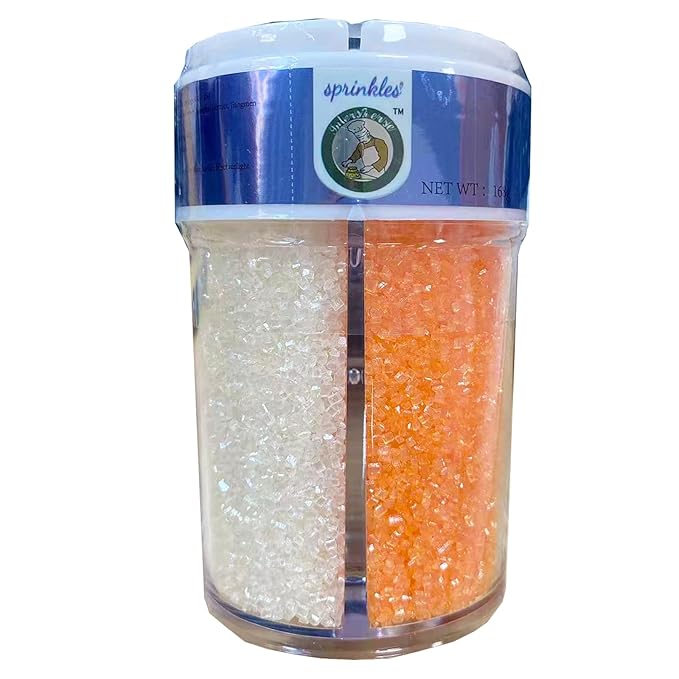 Sentovac 4-Colors Sanding Sugar for Baking Edible Sparkling Sugar Sprinkles Coarse Sugar Crystals for Baking Cake Cookie Cupcake Topper Ice Cream Decoration Supplies（Blue Orange Gold White）