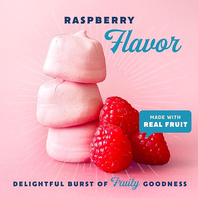 GoodMallow Vegan Marshmallows - Large Kosher Gluten Free Dairy Free Healthy Marshmallows - Natural Gelatin Free for Hot Chocolate, Smores, Baking - Nothing Artificial - Raspberry