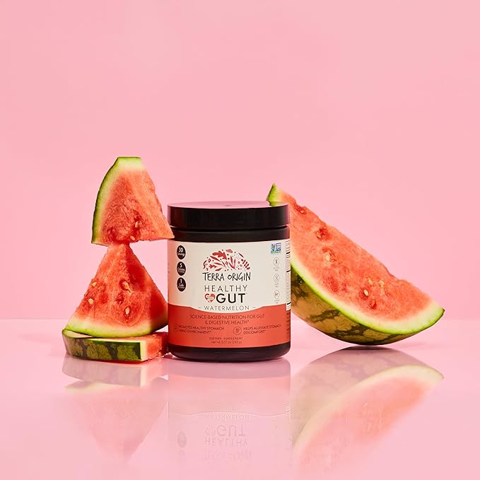 TERRA ORIGIN Healthy Gut Watermelon | 30-Servings with L-Glutamine, Zinc, Glucosamine, Slippery Elm Bark, Marshmallow Root and More!